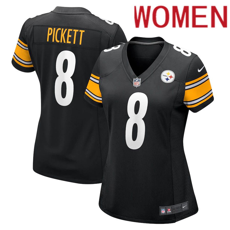 Women Pittsburgh Steelers #8 Kenny Pickett Nike Black 2022 NFL Draft First Round Pick Game NFL Jersey->tennessee titans->NFL Jersey